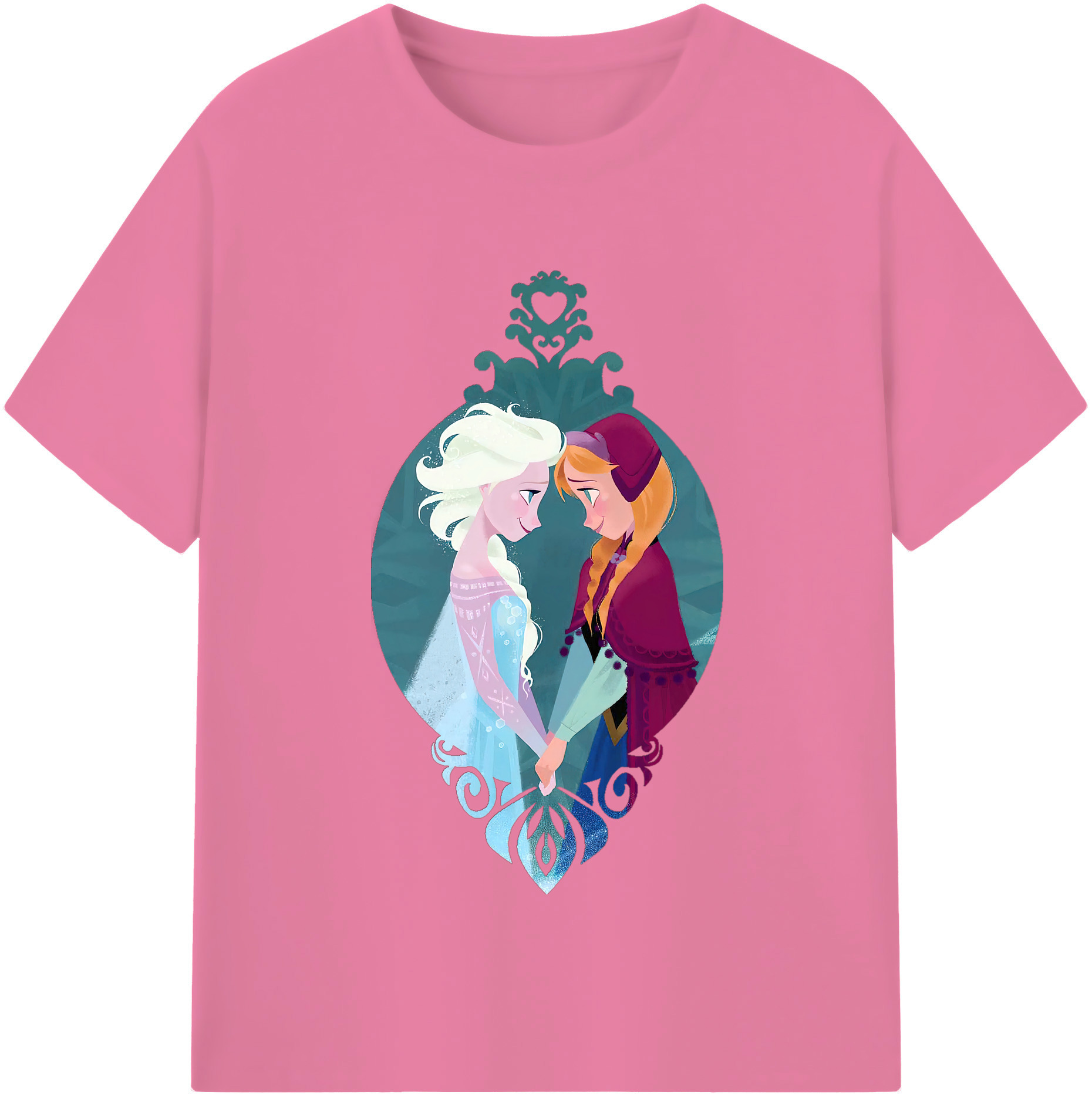 （画像用） アナと雪の女王 アンナ エルサ Frozen Anna Elsa 綿100％半袖Tシャツ（フロントプリント）